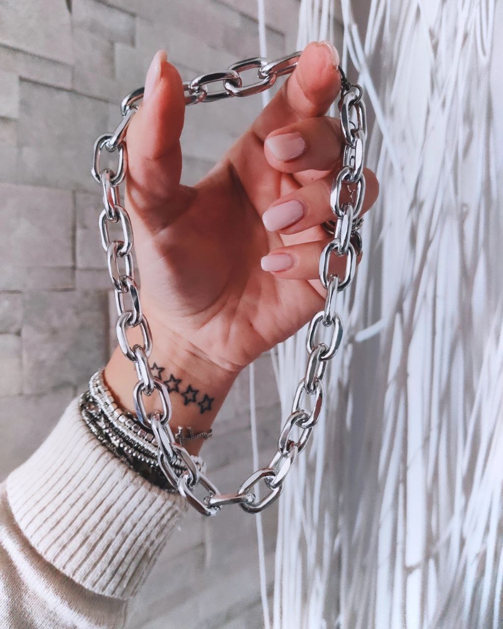 Collana catena ovale argento