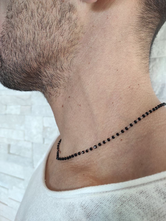 Collana rosario cristalli neri