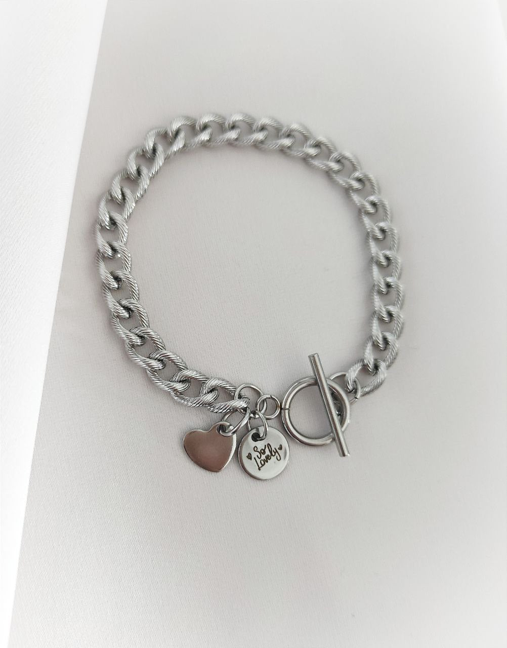 Bracciale catena grumetta diamantata (chiusura a T)