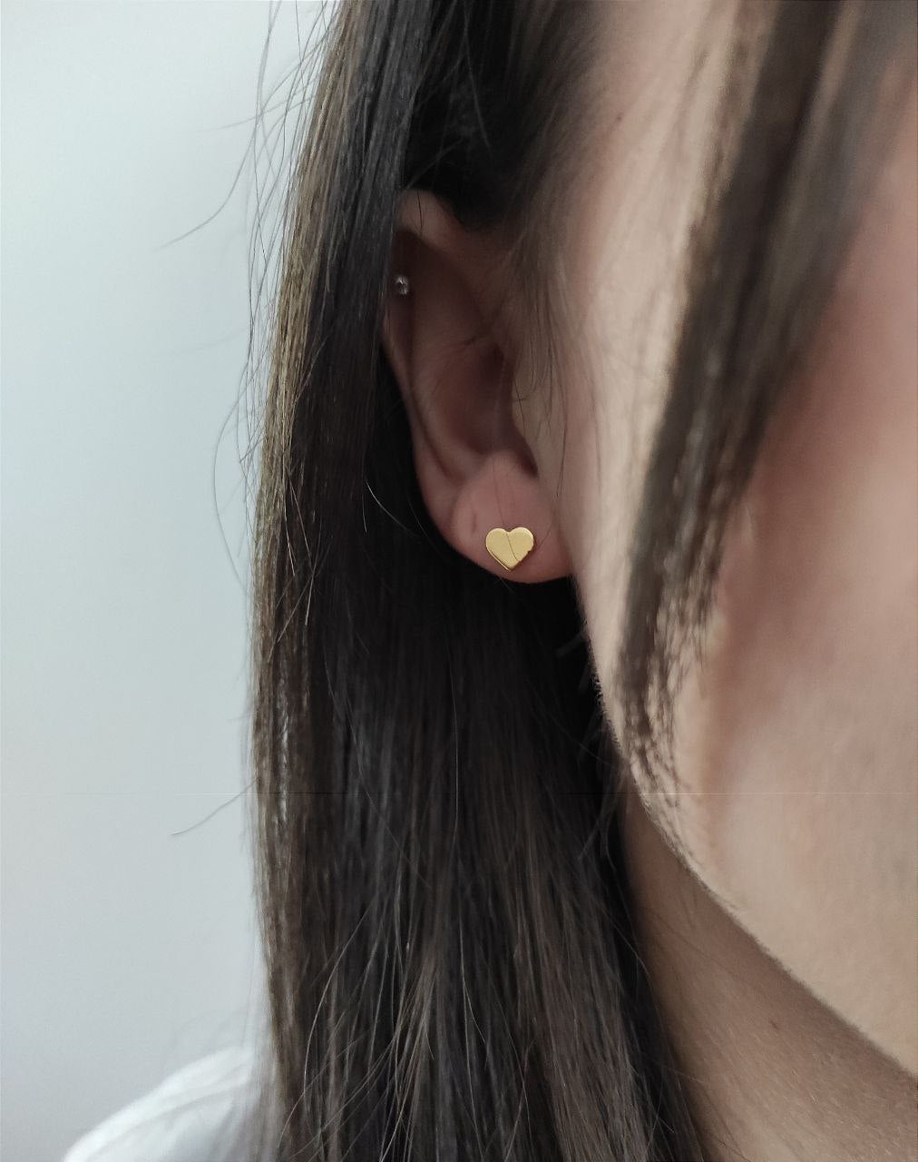 Orecchini lobo cuore piccolo oro