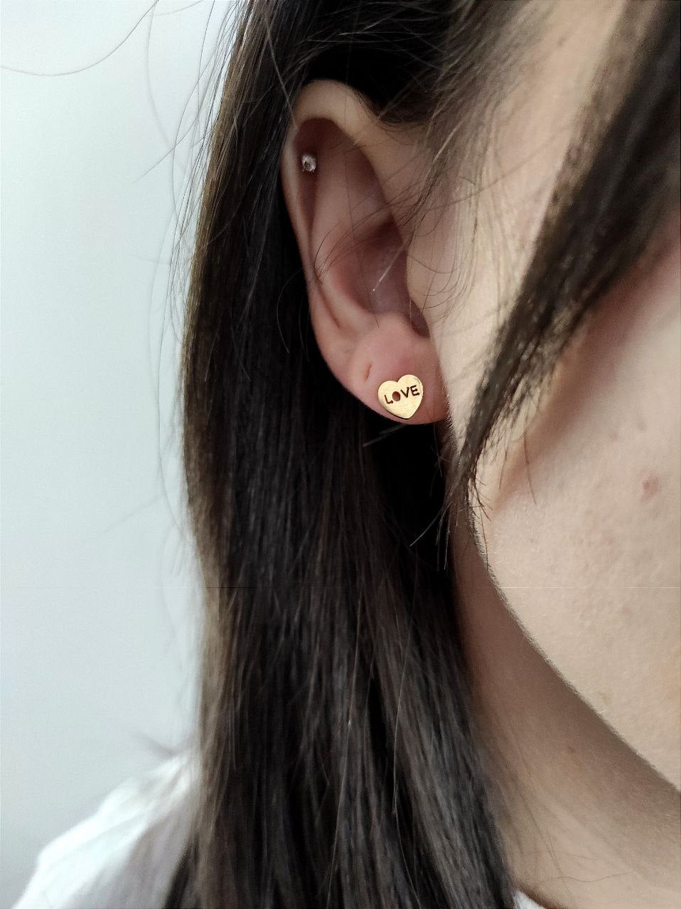 Orecchini lobo cuore "love" oro