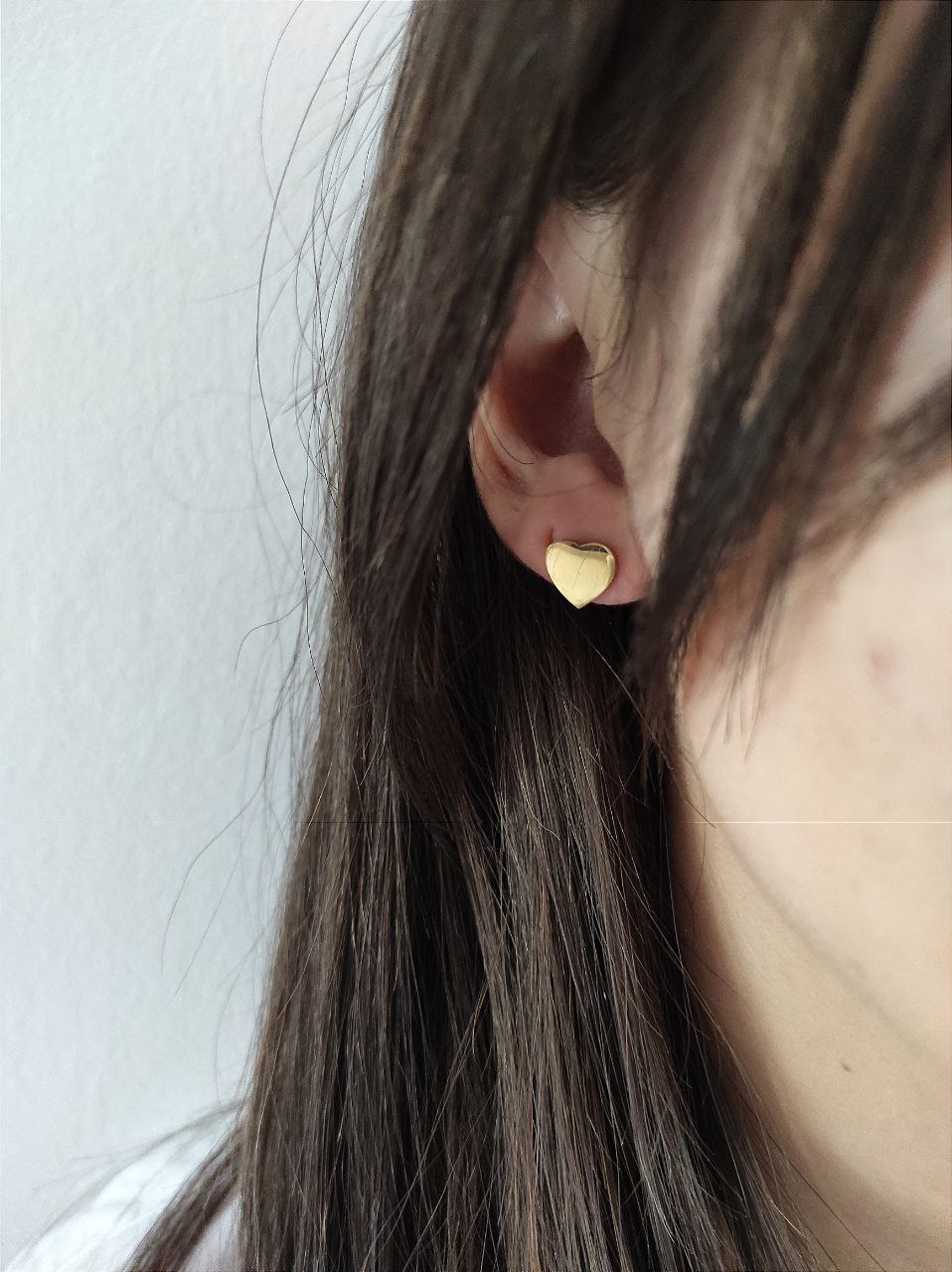 Orecchini lobo cuore grande oro