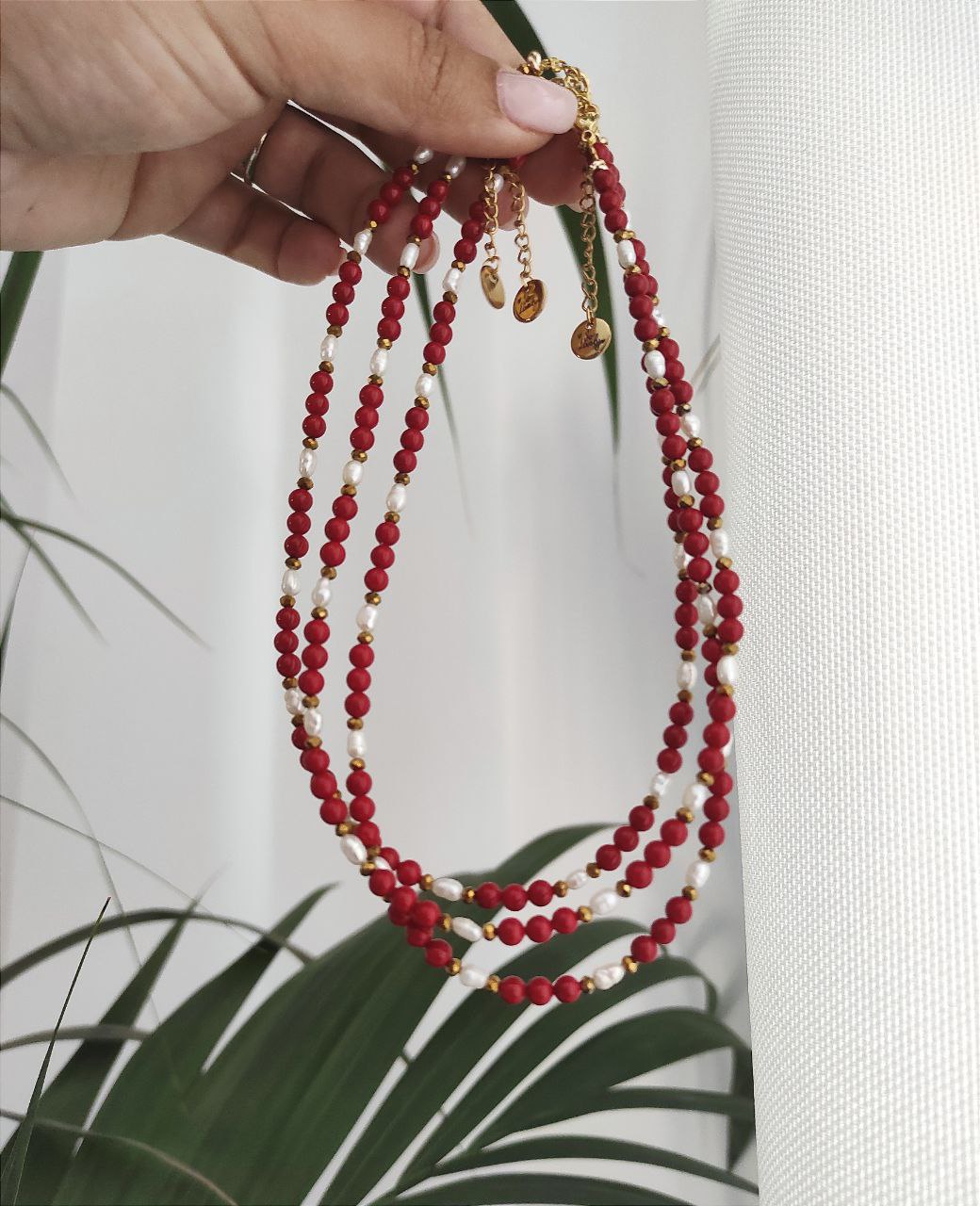 Collana corallo e perle