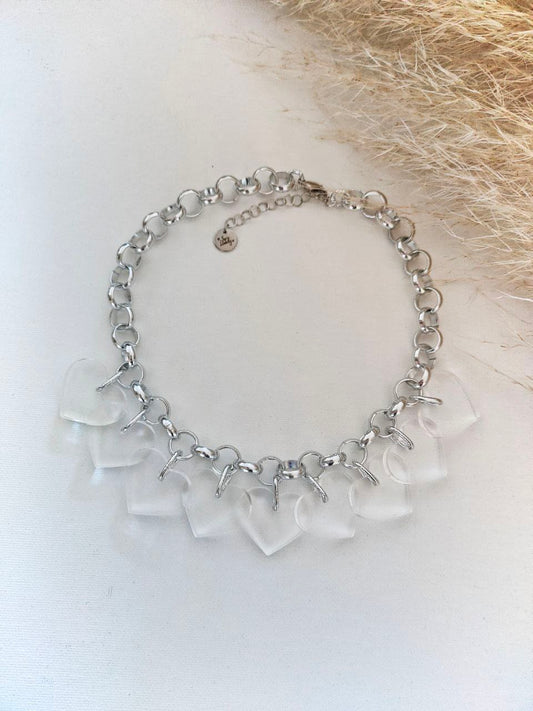 Collana argento con cuori plexi