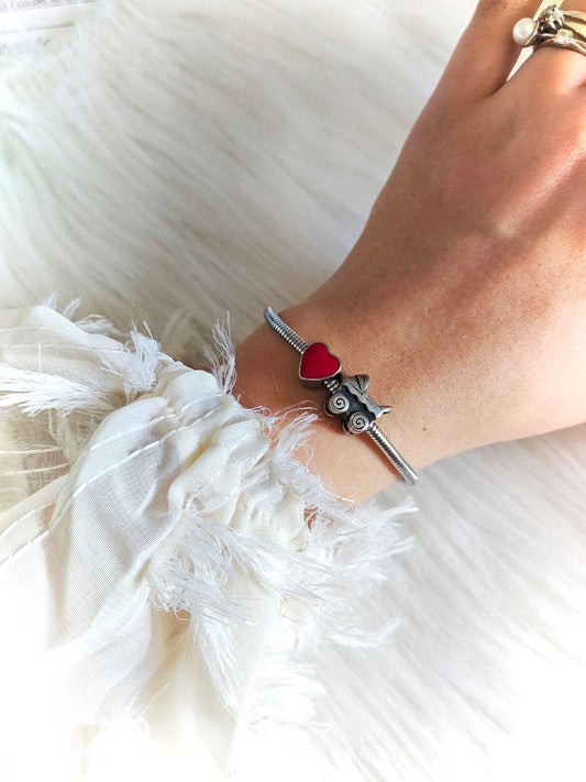 Bracciale carozzina e cuore rosso