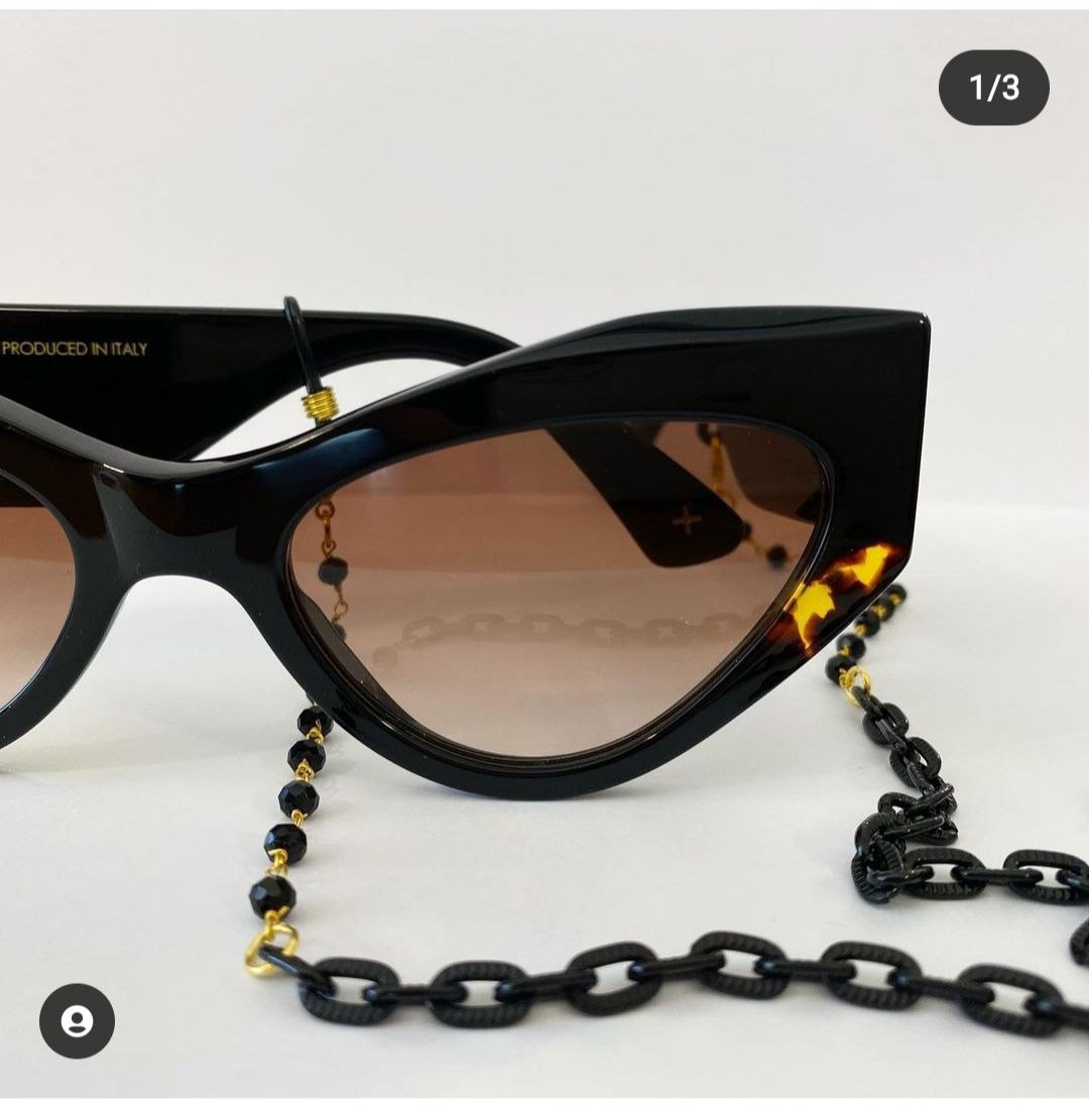 Catena sottile con frammento rosario cristalli (CAT.B09 nero)