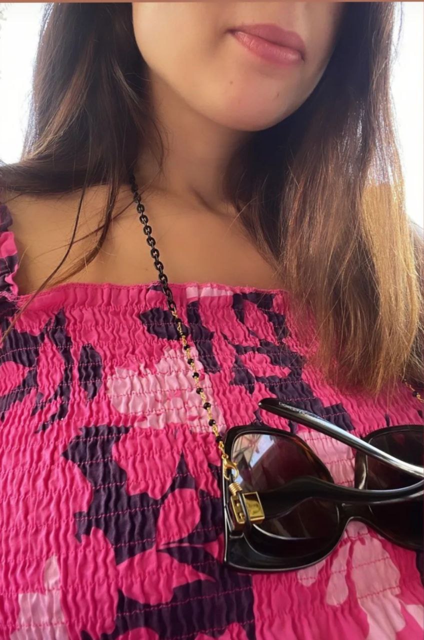 Catena sottile con frammento rosario cristalli (CAT.B09 nero)