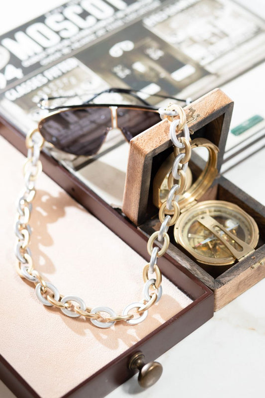 Catena resina maglie ovali oro e argento (CAT.R17 oro/argento)