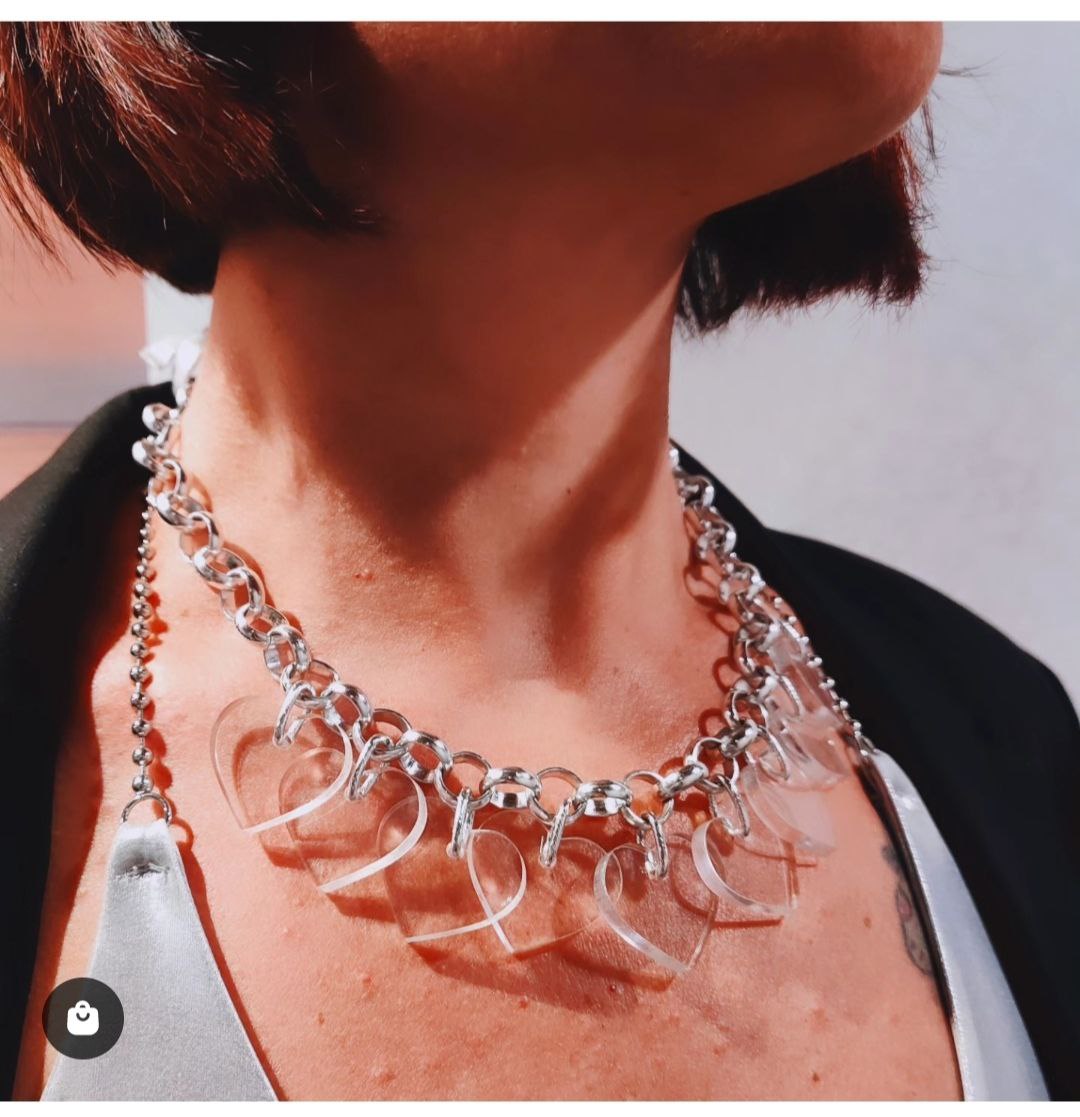 Collana argento con cuori plexi