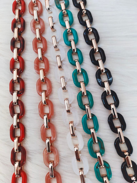 Catena resina ovale (CAT.R20 nero, rosso, bianco, cipria e turchese)