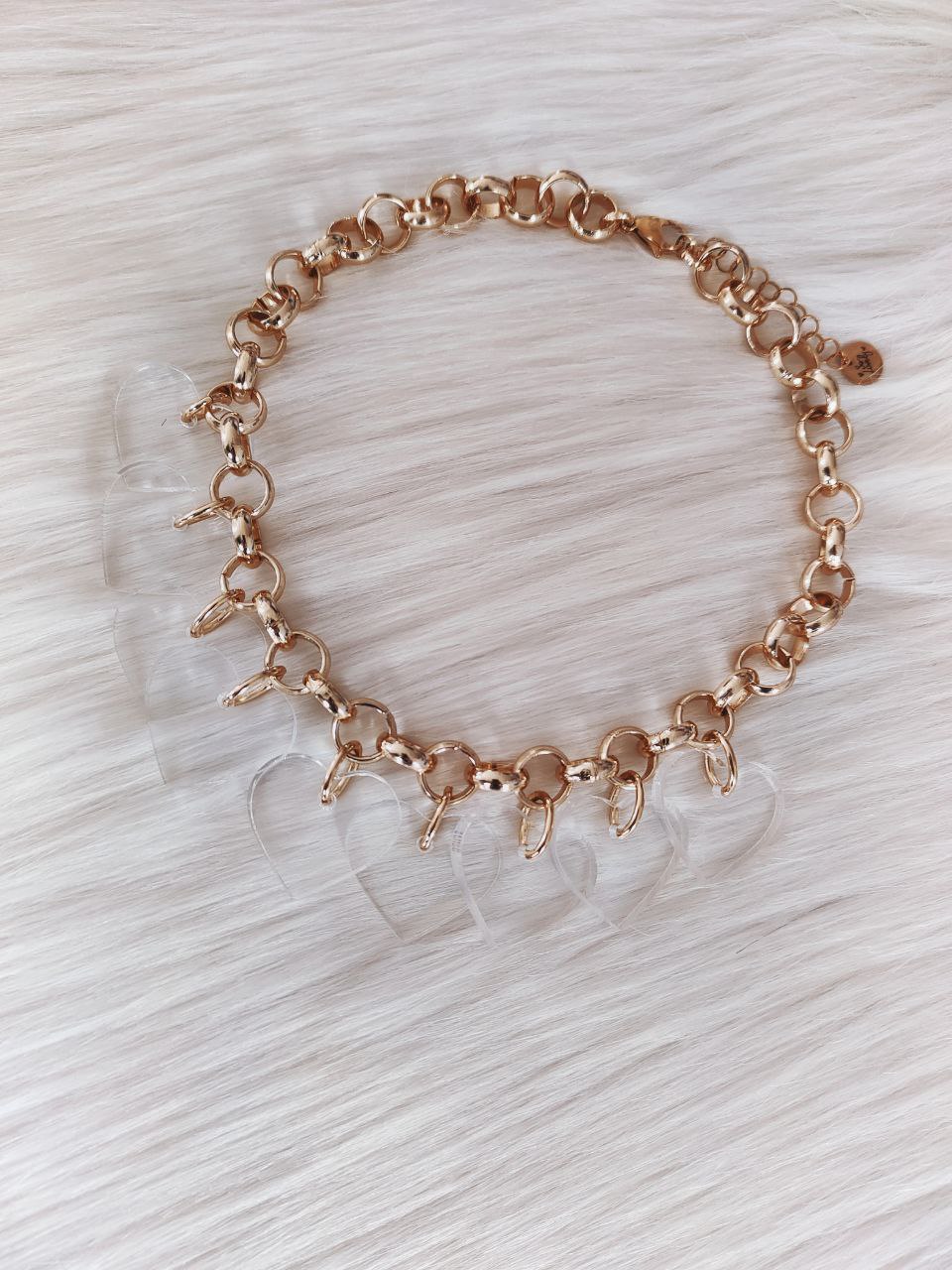 Collana oro con ciondoli cuori plexi