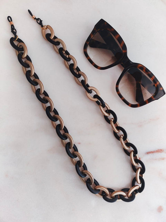 Catena resina maglie ovali oro e nera (CAT.R17 oro/nera)