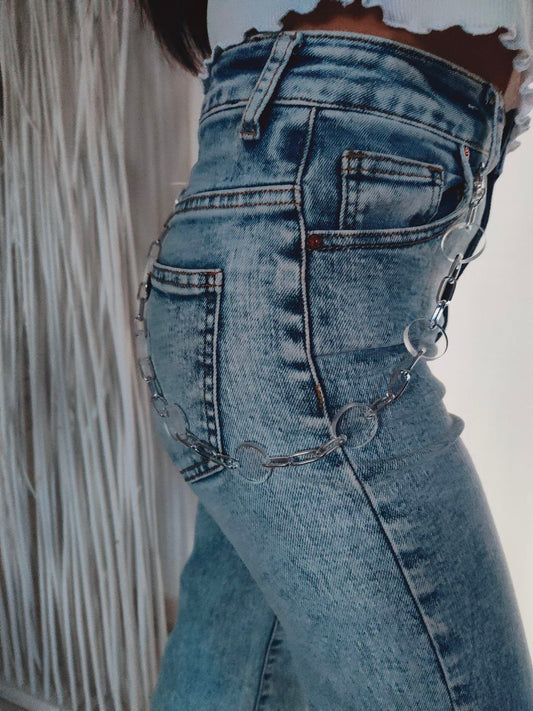 Catena per pantaloni argento con dischi plexi (PANT.16 ARG.)