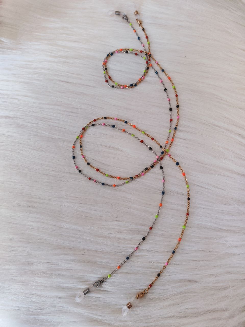 Catenella per occhiali in acciaio pallini multicolor AC.10