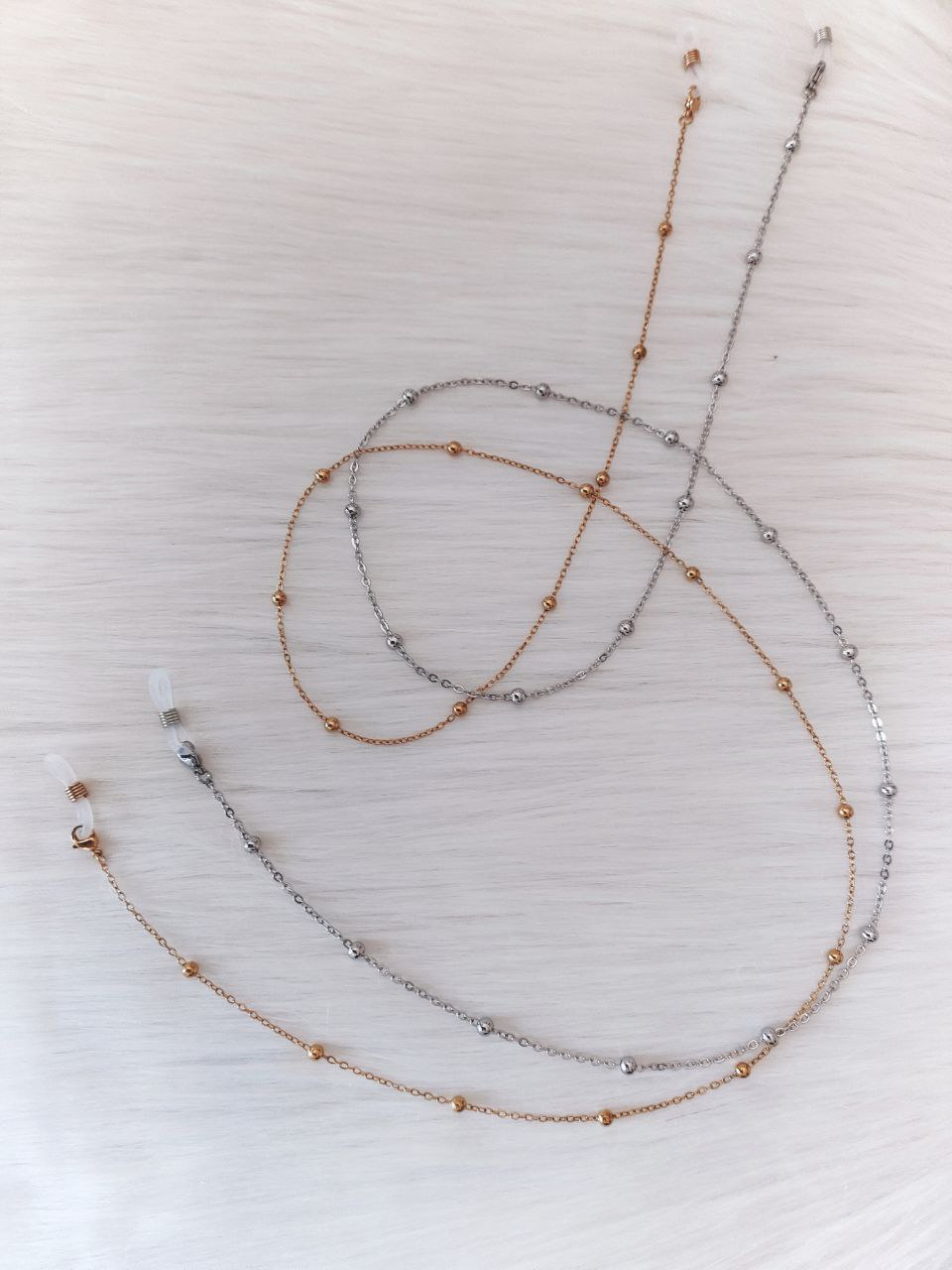 Catenella per occhiali  rosario in acciaio AC.08 oro e argento