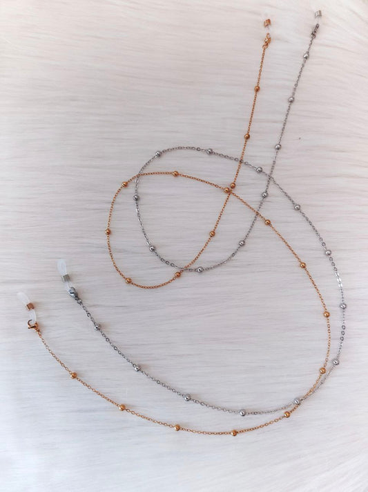 Catenella per occhiali rosario in acciaio AC.08 oro e argento