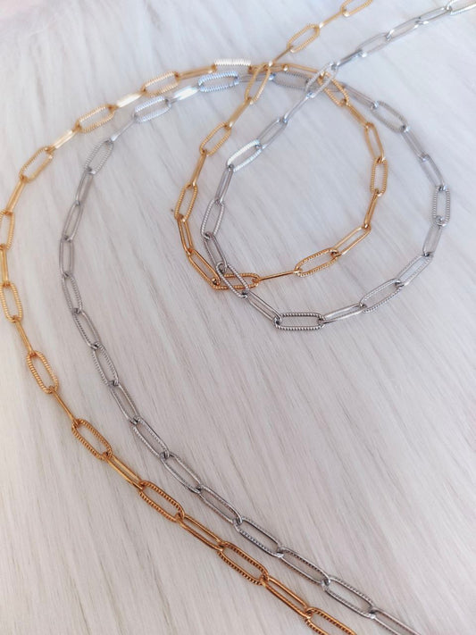 Catenella per occhiali ovale in acciaio AC.20 oro/argento