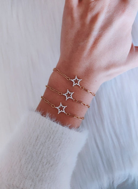 Bracciale catenella ovale con stella zirconi