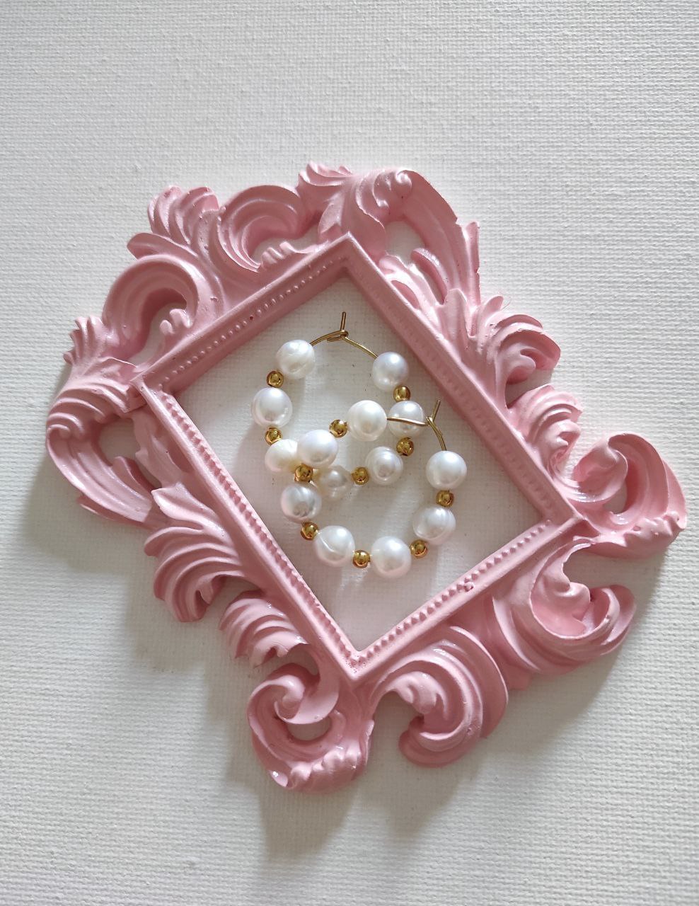 Orecchini A Cerchio Con Perla Per Donna: Forma A C Vintage, Grandi E Geometrici, Ipoallergenici, Color Argento/Oro