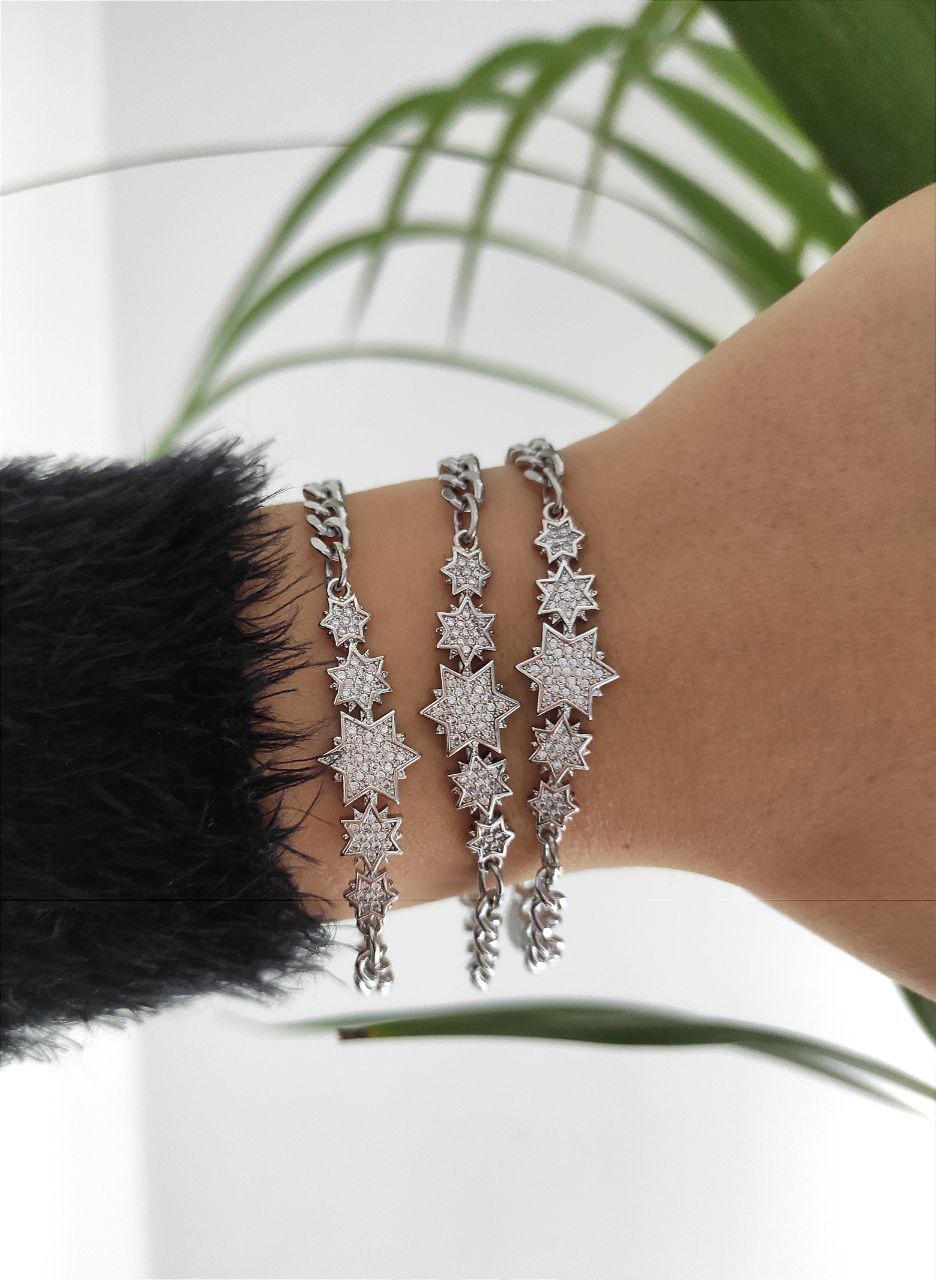 Bracciale catena con stelle zirconi