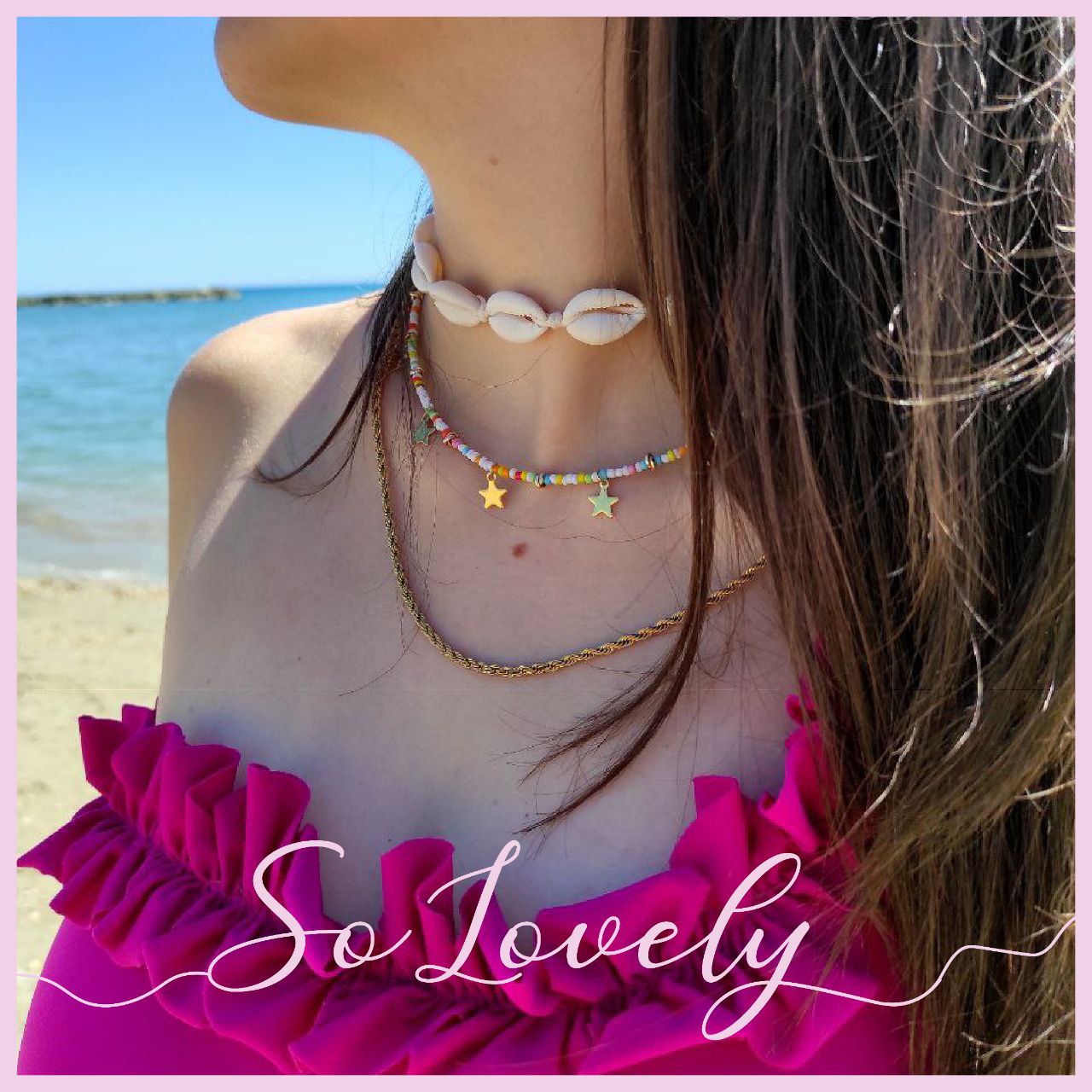 Collana perline multicolor e stelle