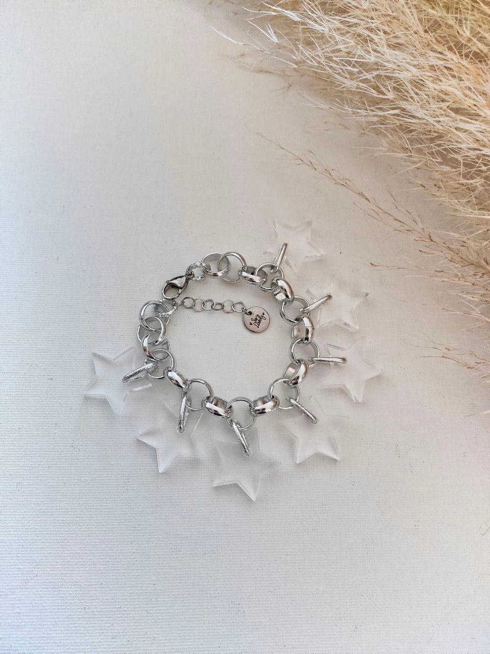 Bracciale argento con ciondoli stelle plexi