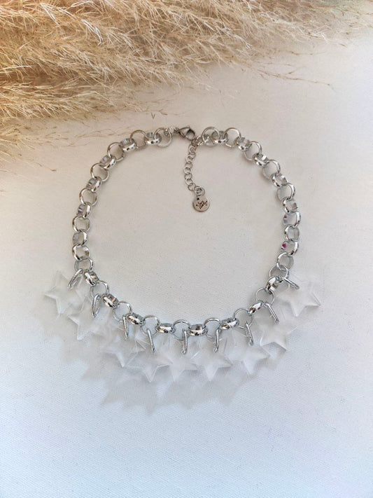 Collana argento con ciondoli stelle plexi