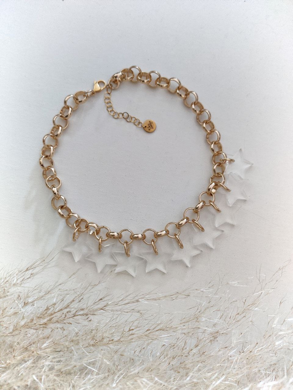 Collana oro con ciondoli stelle plexi